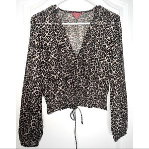 Long Sleeve Cheetah Print Top - Guess
